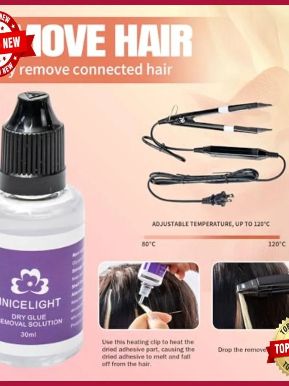 Professional UV Light Hair Extension Machine Kit with Glue & Remover